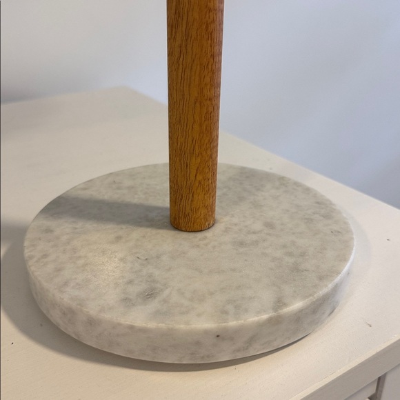 Manchester Paper Towel Holder Wood and Marble EUC - Picture 2 of 4